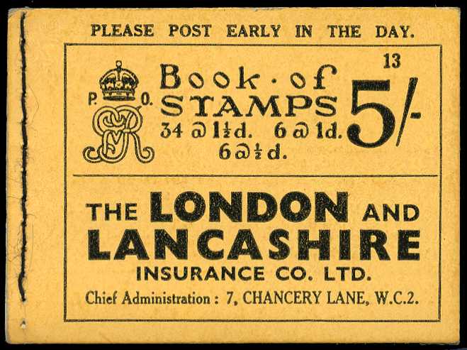 1936 (May) 5/- booklet (#13). Panes with...