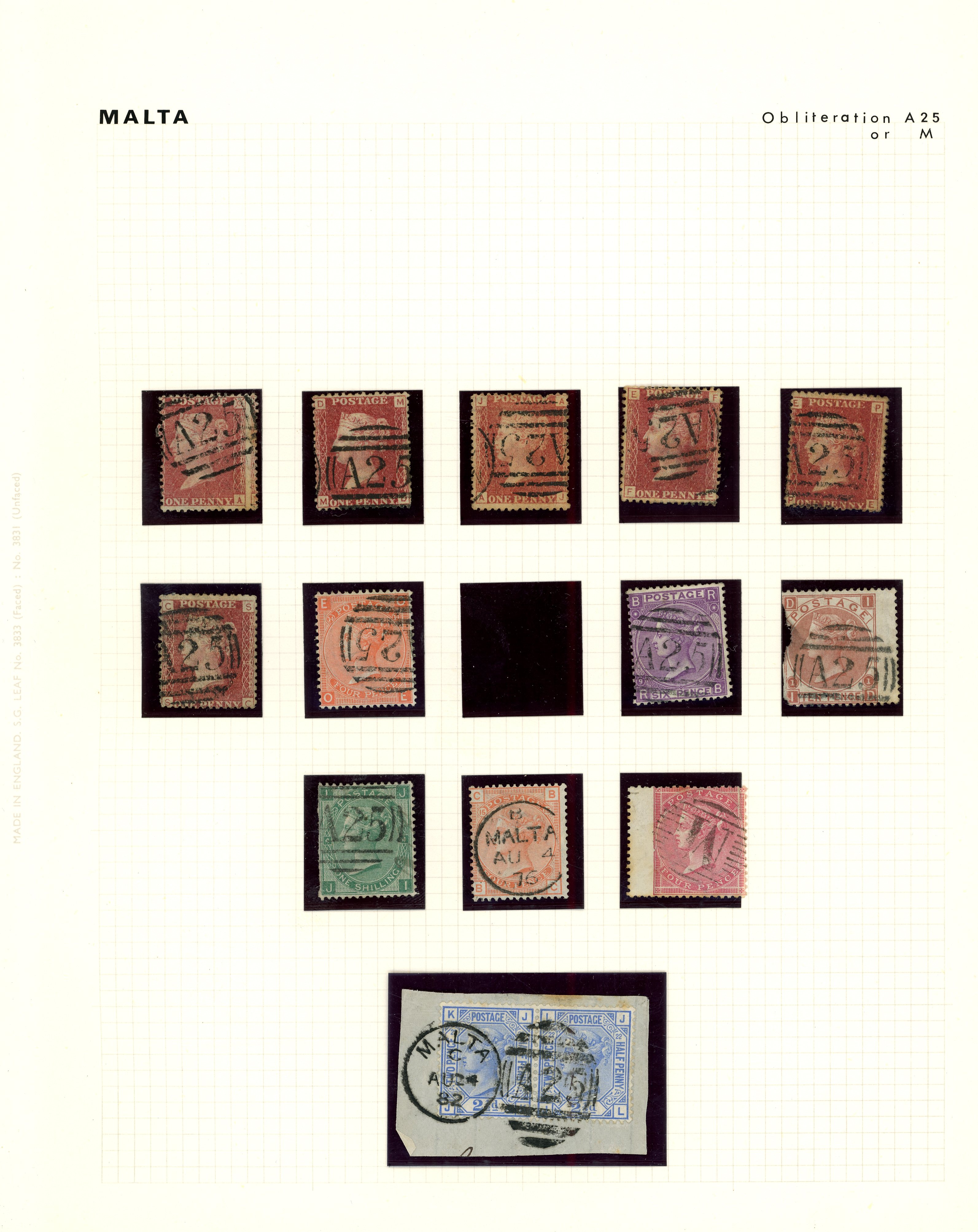 GB USED ABROAD: QV selection neatly arranged on album leaves