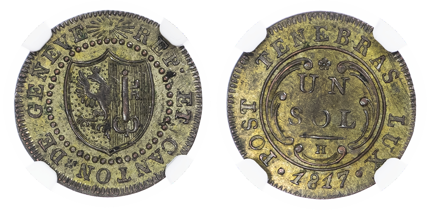 Switzerland, Cantonial. Geneva Bi 1 Sol. 1817H. 