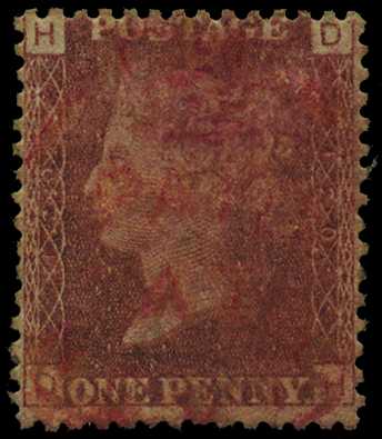 GB USED ABROAD: 1858-79 1d rose-red, wmk...