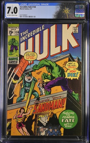Incredible Hulk #138 (CGC 7.0) Roy Thomas story Herb Trimpe and Sam Grainger art (Marvel Comics, 1971)