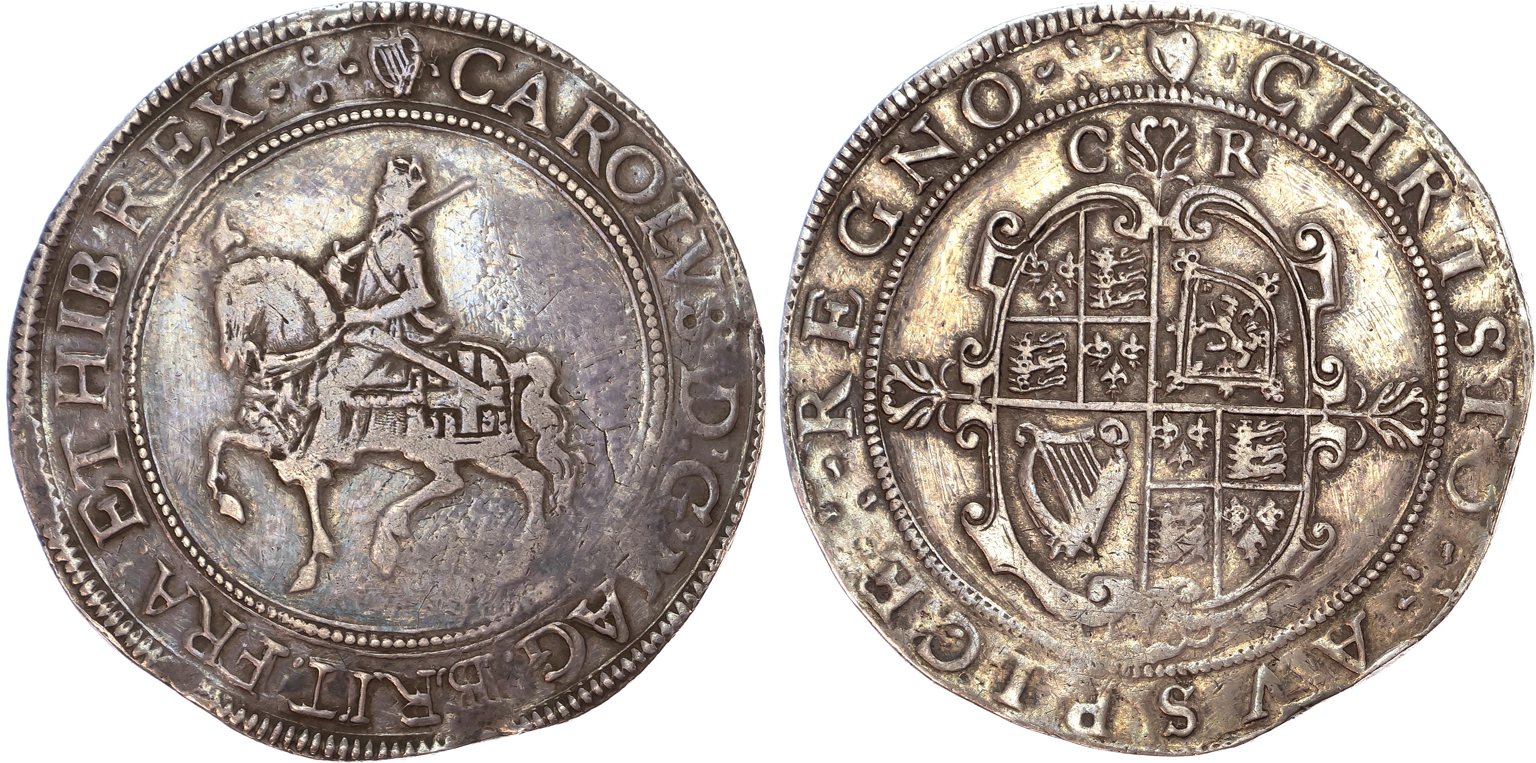Charles I (1625-1649) Crown, group II, second horseman, type 2a, smaller horse, Tower mint under the King.