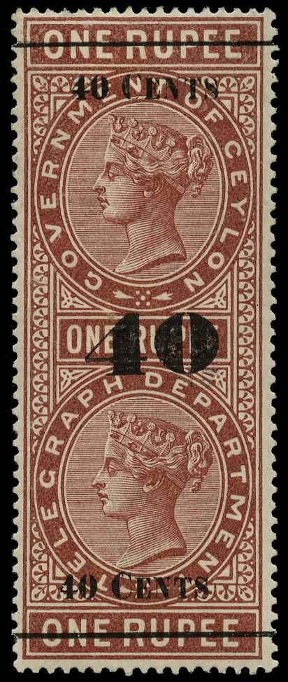 1892 40ct on 1r red-brown surcharge Type...
