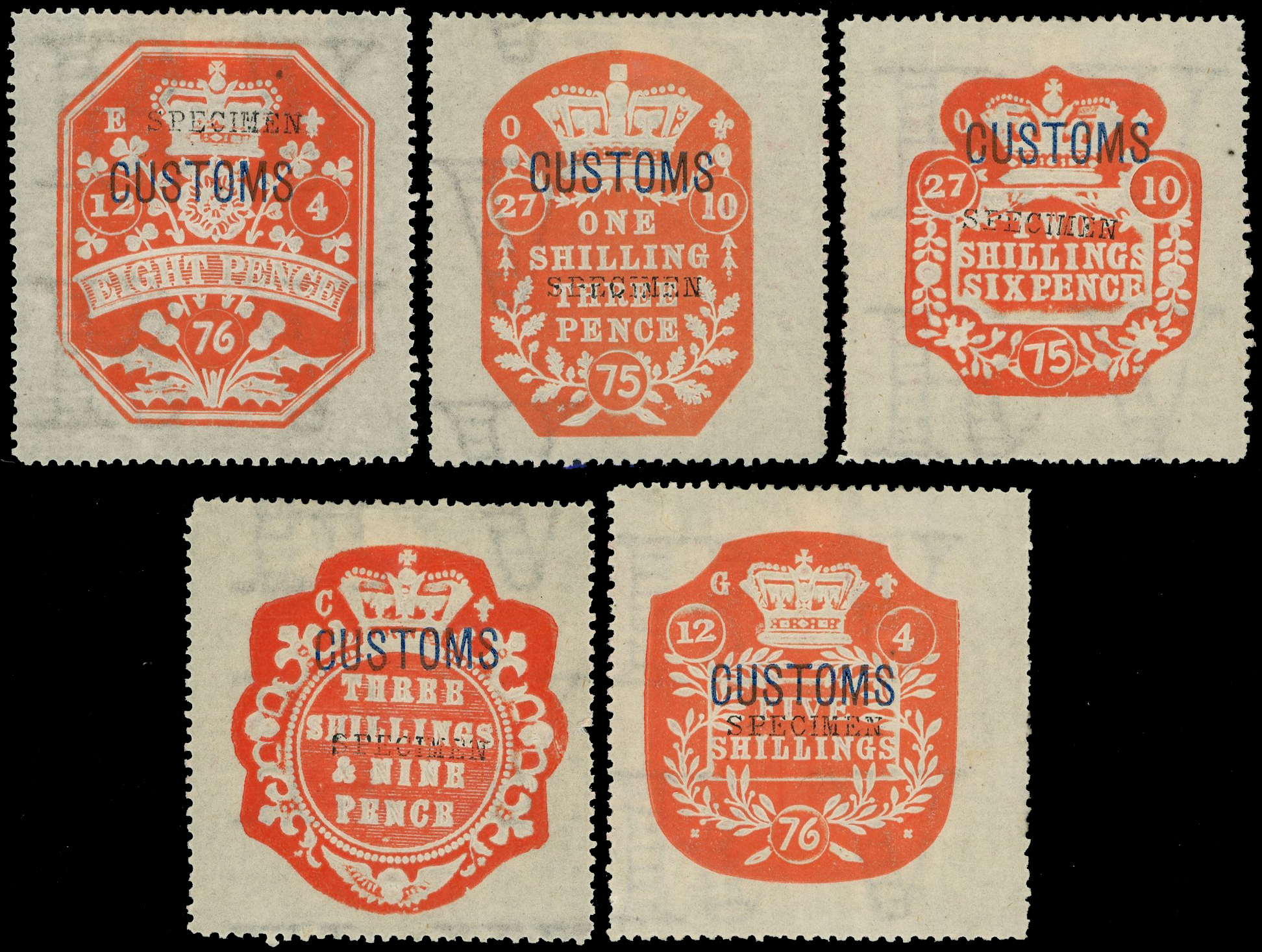 GB 1875 Customs Revenue opt 'SPECIMEN' type 9