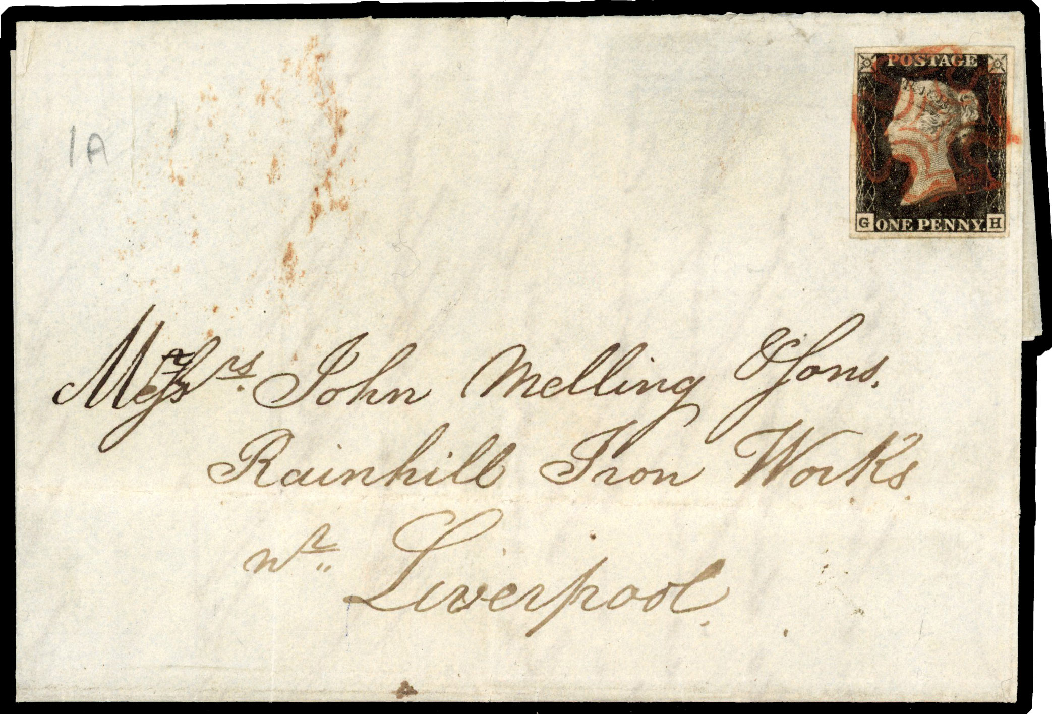 1840 1d Intense black Pl.1a. “May Date”. Cover within Liverpool MY.21.1840.
