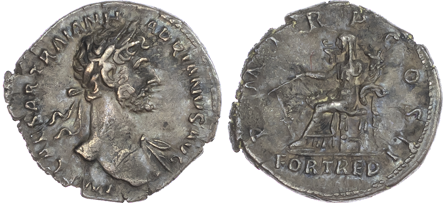 Hadrian (AD 117-138) AR Denarius, Rome, AD 117, 3.15g. IMP CAESAR TRAIAN H-ADRIANVS AVG, laureate bare-chested bust of