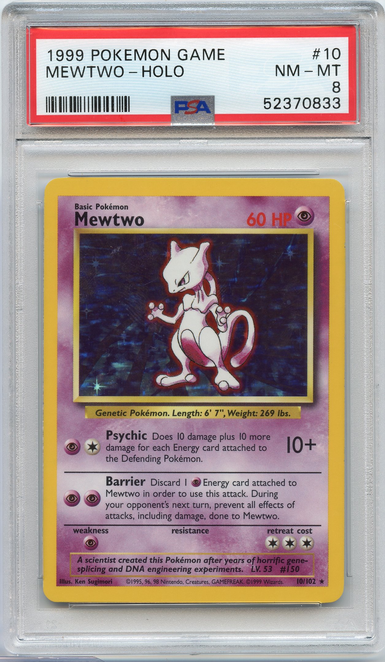 PSA 8 Mewtwo #10 Holo Base Set