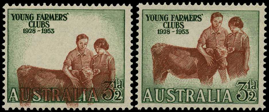 1953 Young Farmers 3½d red-brown and...