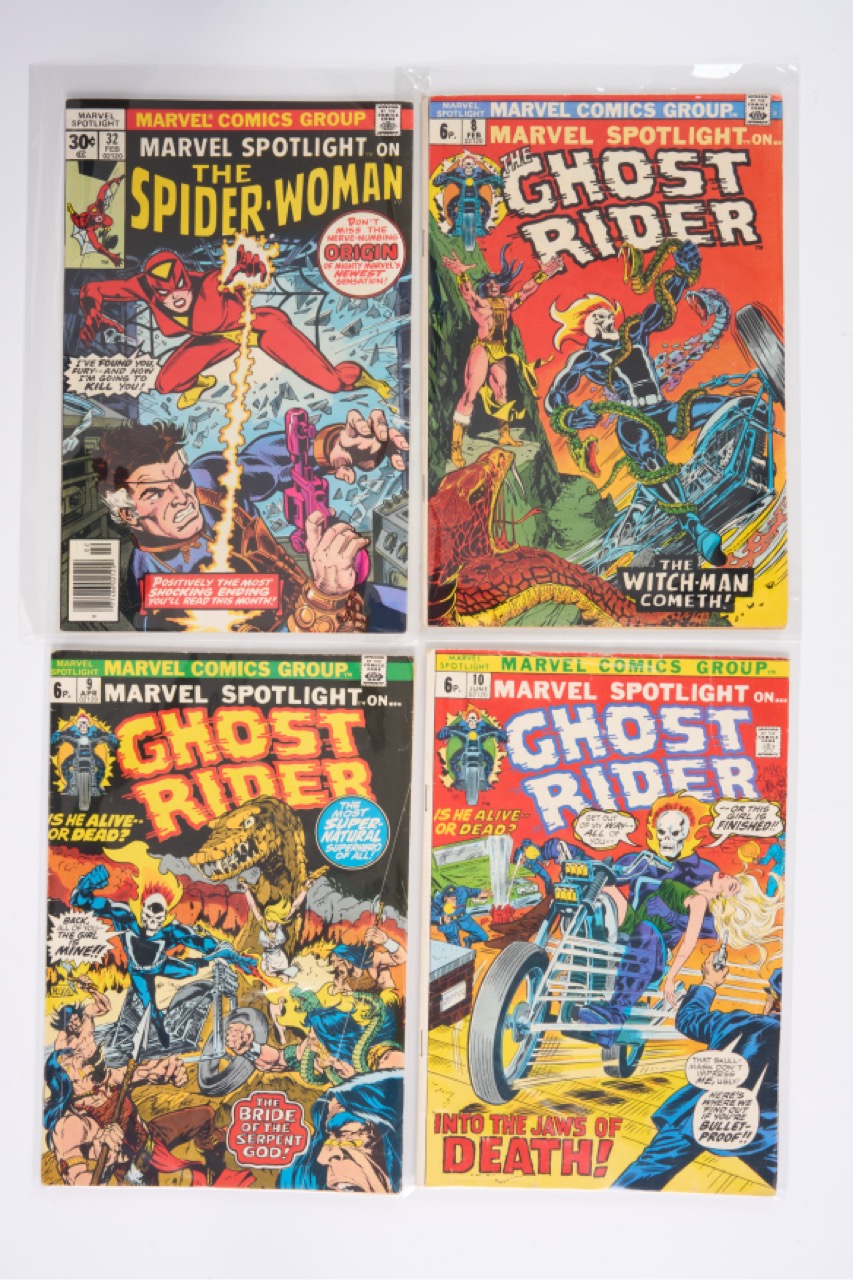 Marvel Spotlight Spider-Woman, Ghost Rider, Scarecrow & Deathlok (Marvel Comics, 1977) Bundle of 7