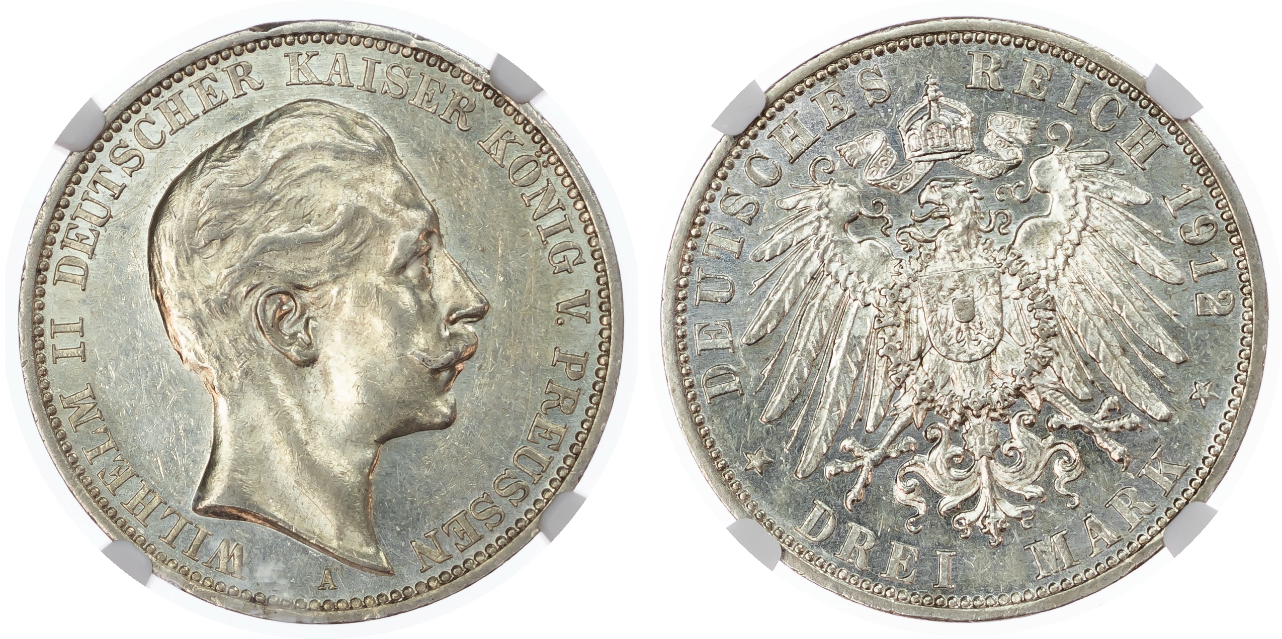 Germany States, Prussia. Wilhelm II AR 3 Marks. 1912A. 