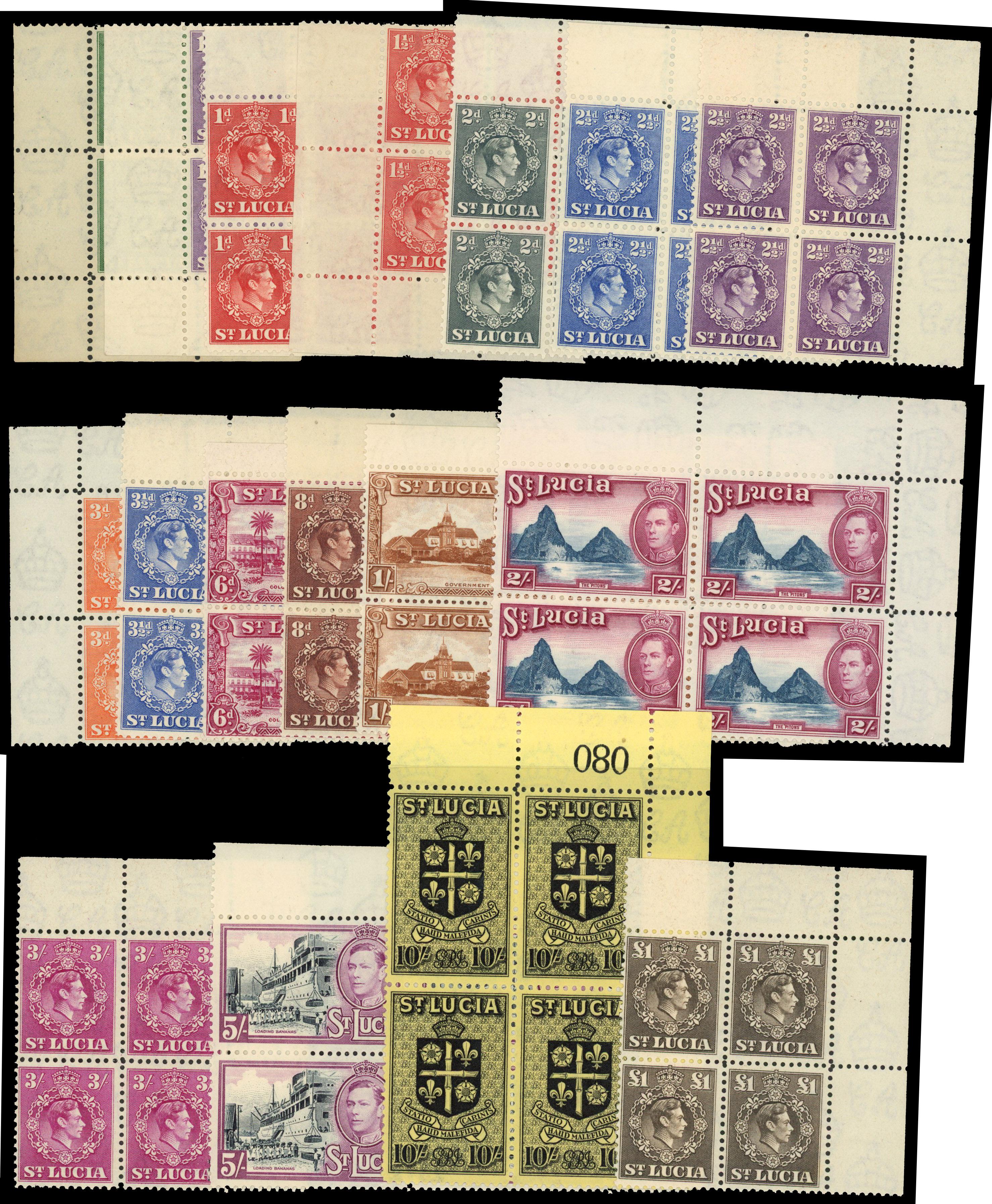 St Lucia SG 128a-141 blocks mint