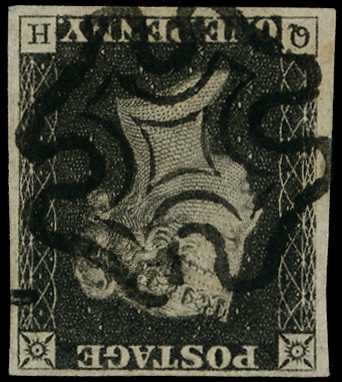 1840 1d Black Pl.1 (Wmk inverted). Superb...