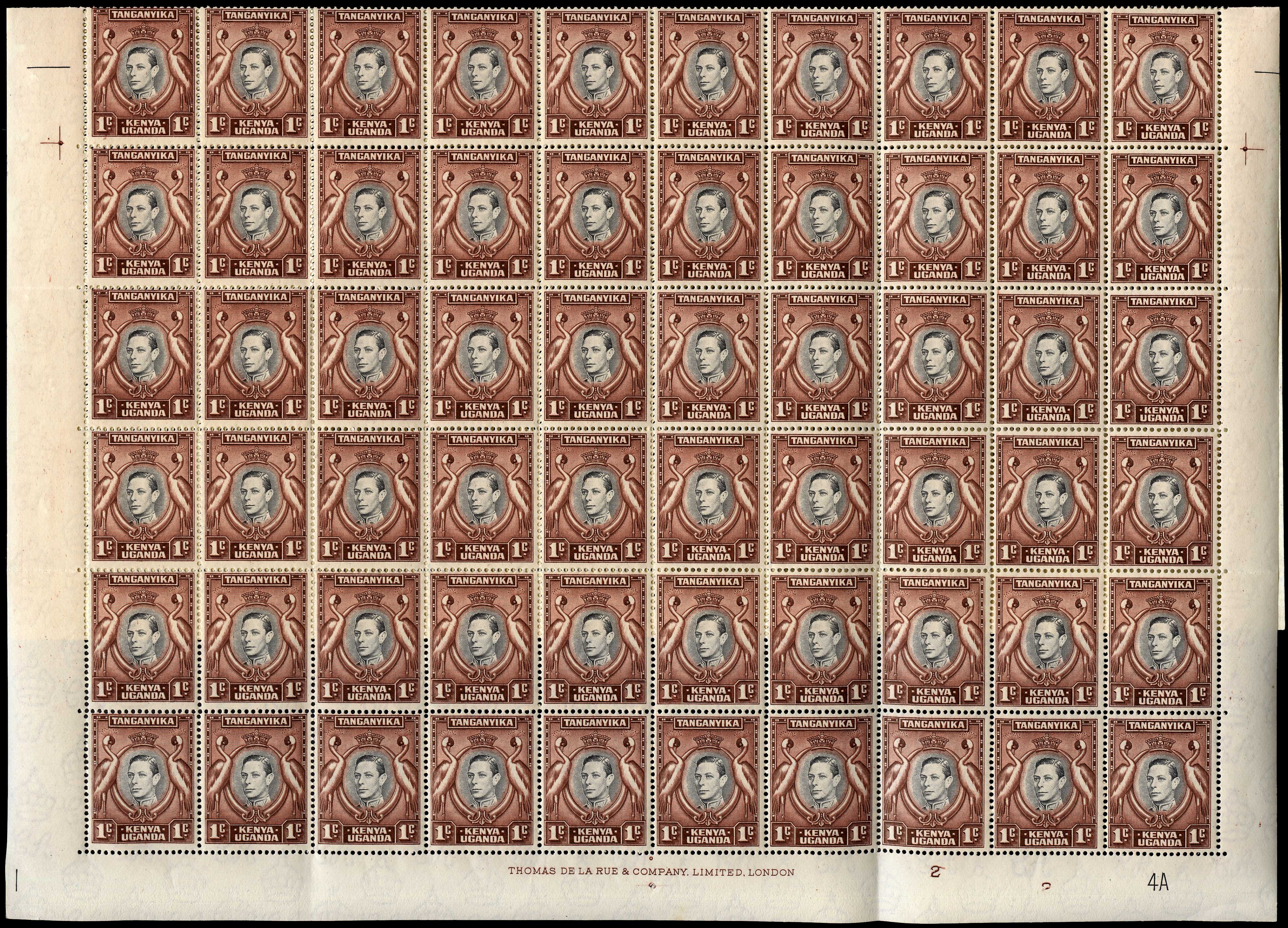 1942-9 1ct perf 13¼ x 13¾ Plate 2-2-4A sheet...