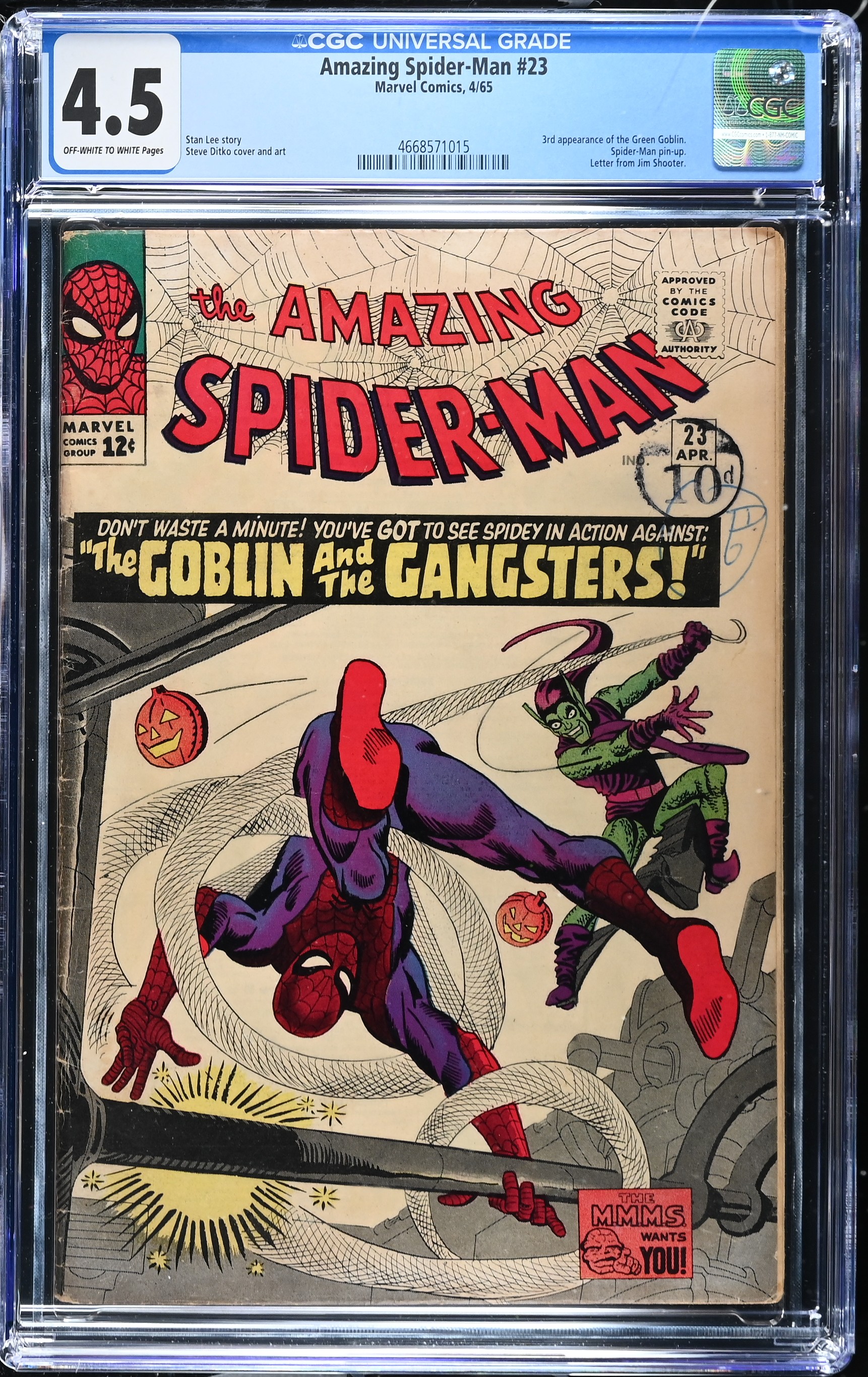 Amazing Spider-Man #23 CGC 4.5 Third Green Goblin (Marvel Comics, 1965) Off-White to White Pages