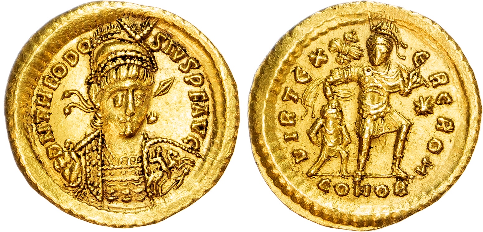 Theodosius II (AD 402-450) AV Soldius, Constantinople, AD 441, 4.49g. 