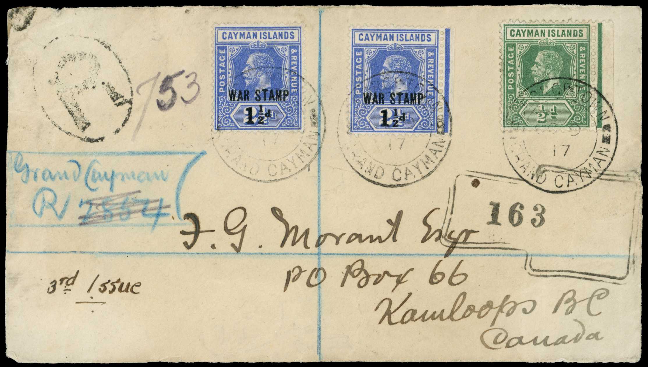 1917 Cover front addressed to Canada bearing...