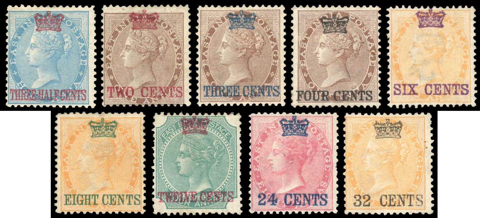 Malaya Straits Settlements SG 1/9 1867 set of 9 to 32c