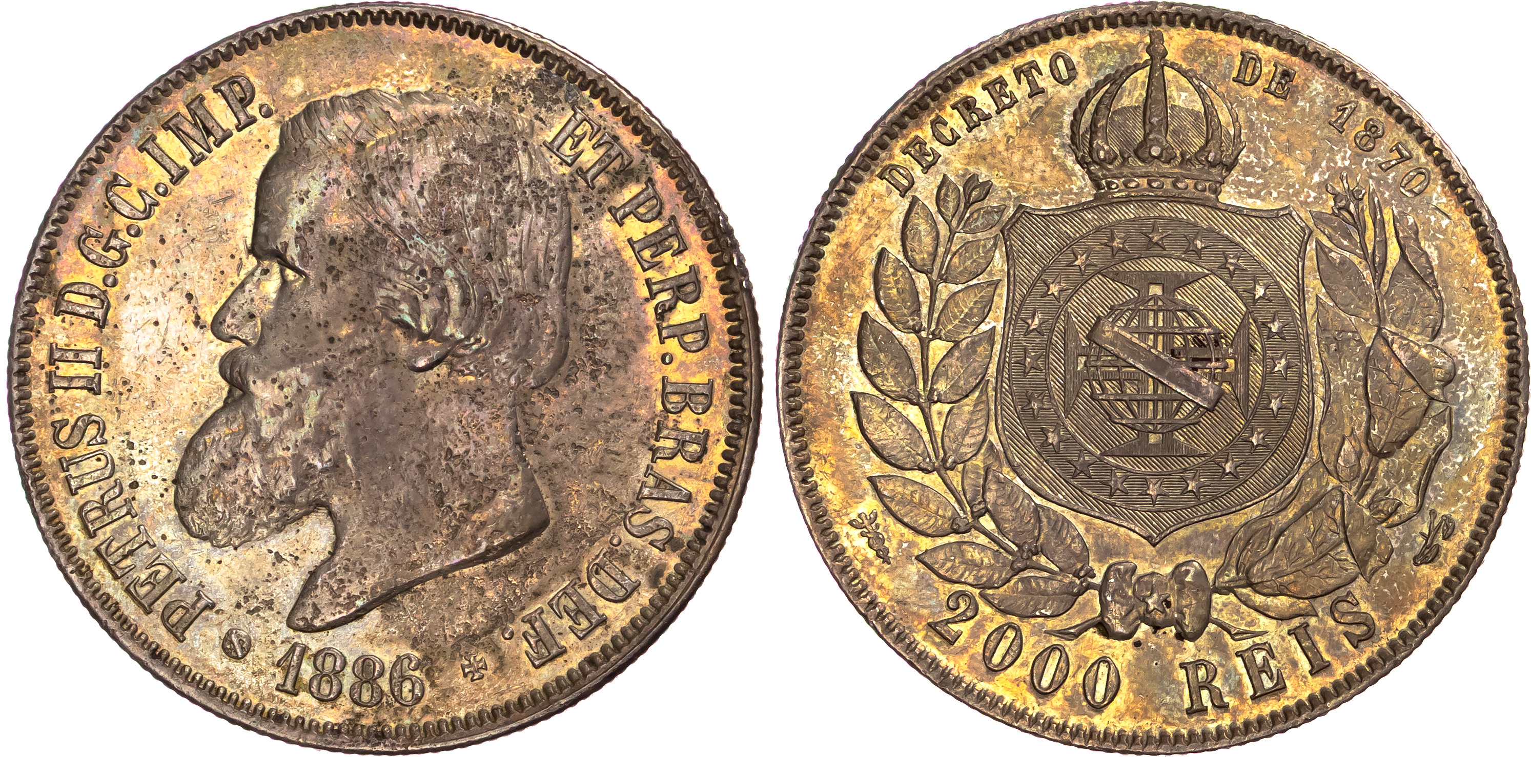 Brazil, Pedro II (1831-1889), silver 2000 Réis, 1886 - rare