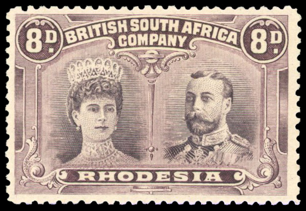 Rhodesia 1910-13 8d grey-purple and dull purple perf 13½