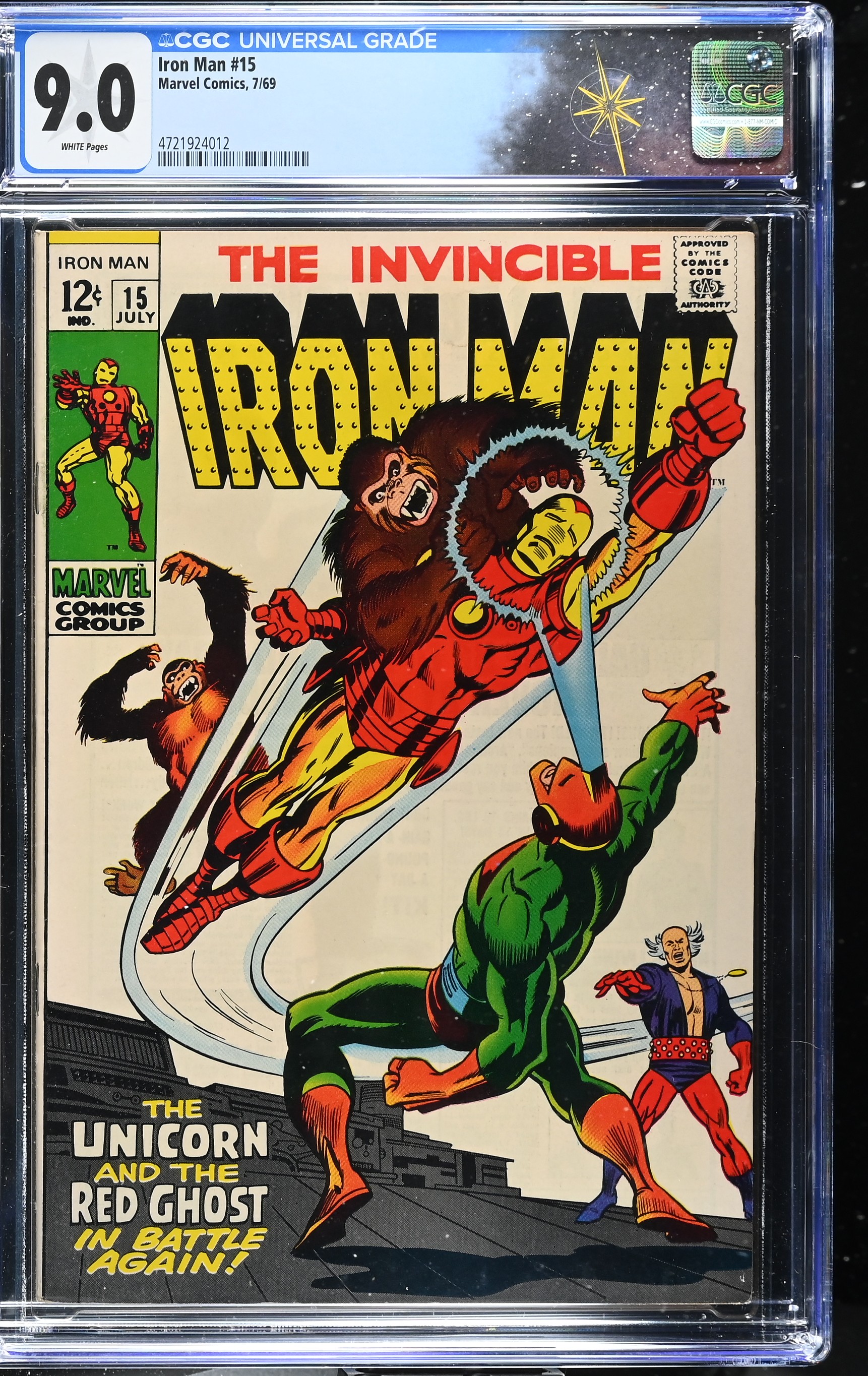 Iron Man #15 CGC 9.0 "Said the Unicorn to the Ghost!" (Marvel Comics, 1969) White Pages