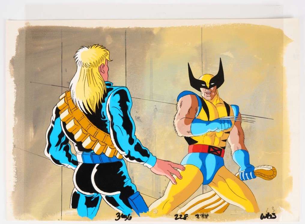 X-Men The Animated Series Original Wolverine and Longshot Production Cel And Background (Marvel Studios 1992-1997)