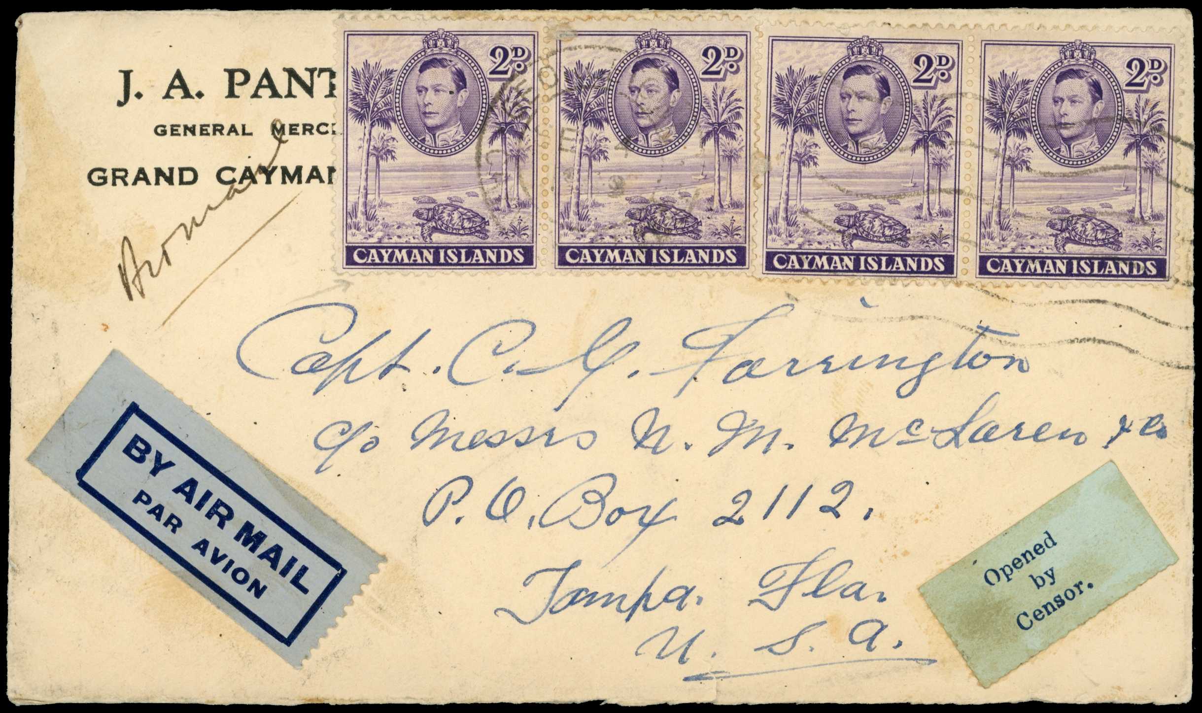 1939 CL3 "Opened by Censor." label on...