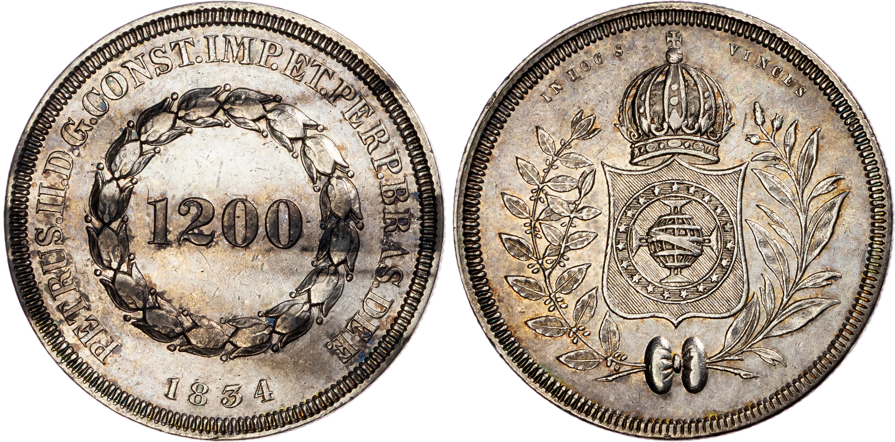 Brazil, Pedro II (1831-1889), silver 1200 Réis, 1834 - extremely rare