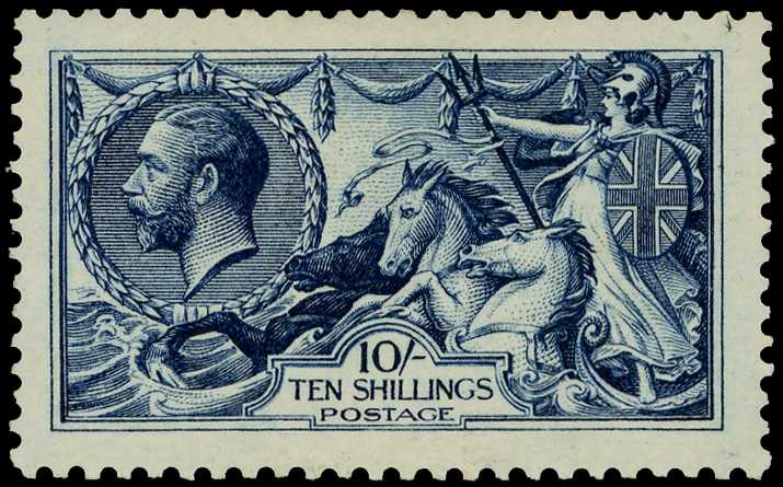 1913 10s Indigo-blue. Very fine unmounted...