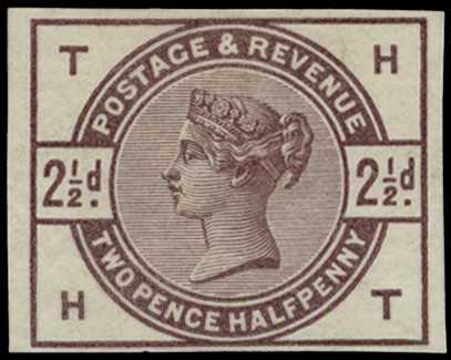 1884 2½d (HT) imperforate colour trail...