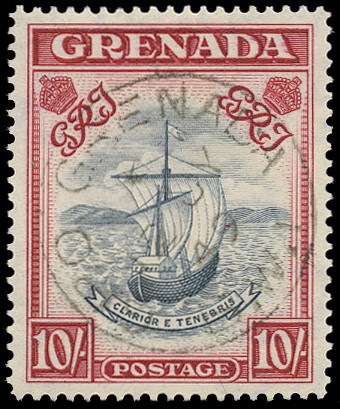 1938-50 10s blue-black and bright carmine (wide), perf...