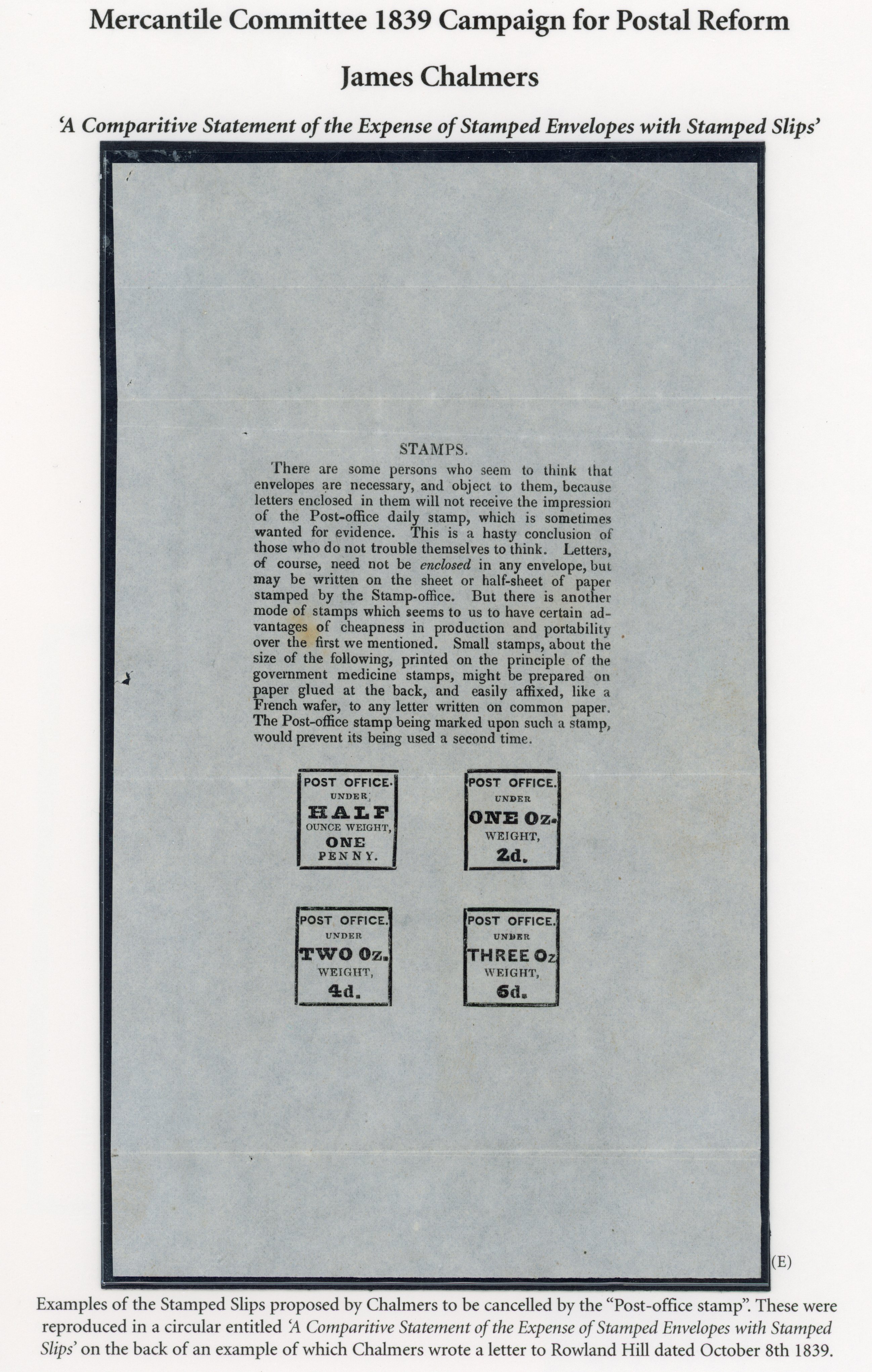 1839 Campaign for Postal Reform by James Chalmers
