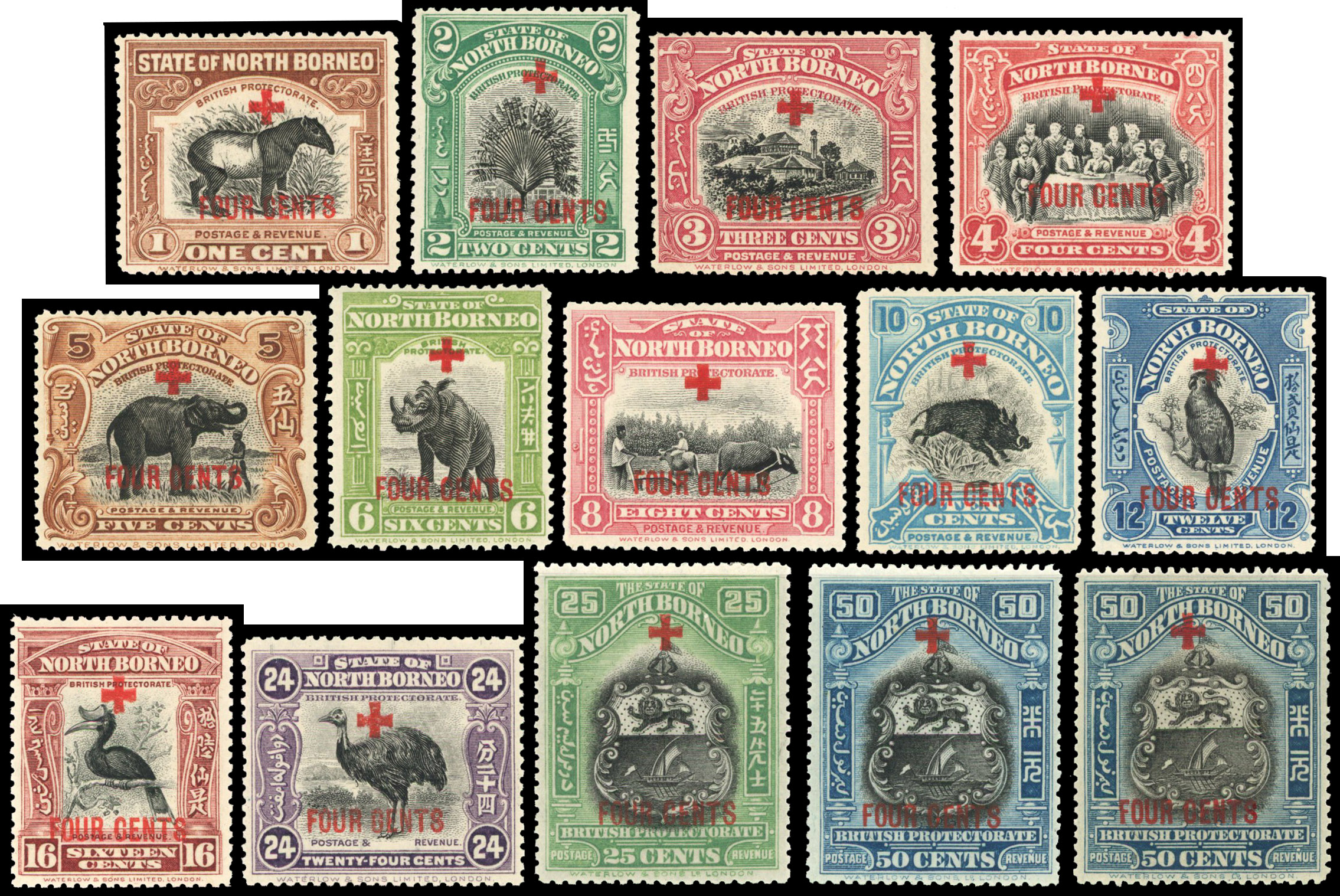 North Borneo 1918 Red Cross set to $10+4c