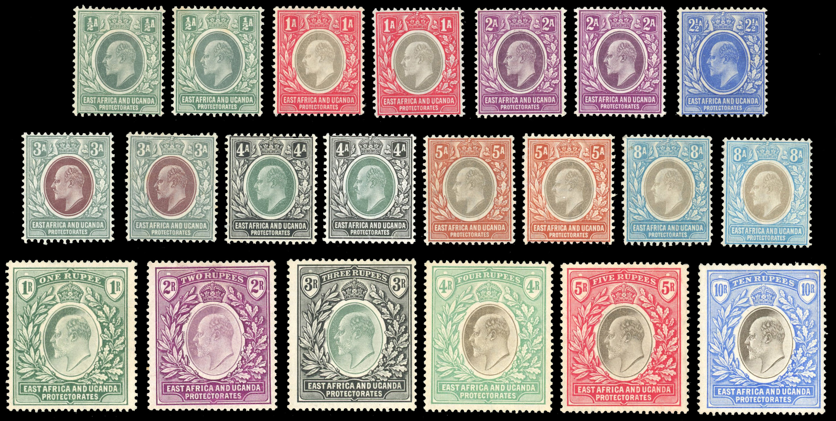 East Africa & Uganda SG 17-31 1904-7 set to 10r mint