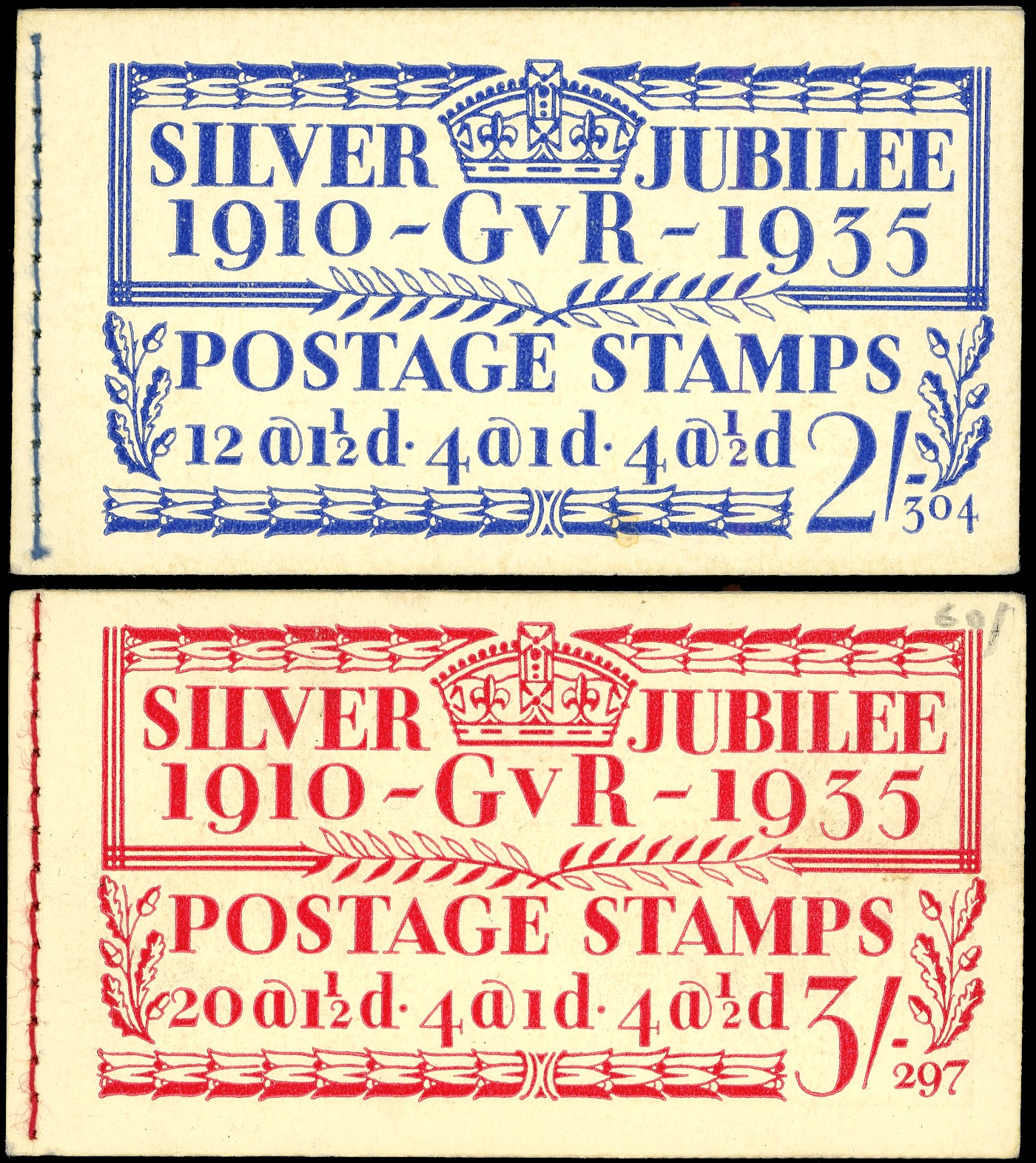 1935 (May) 2s. Silver Jubilee issue, blue on buff cover, and 3s. Silver Jubilee issue red on buff cover