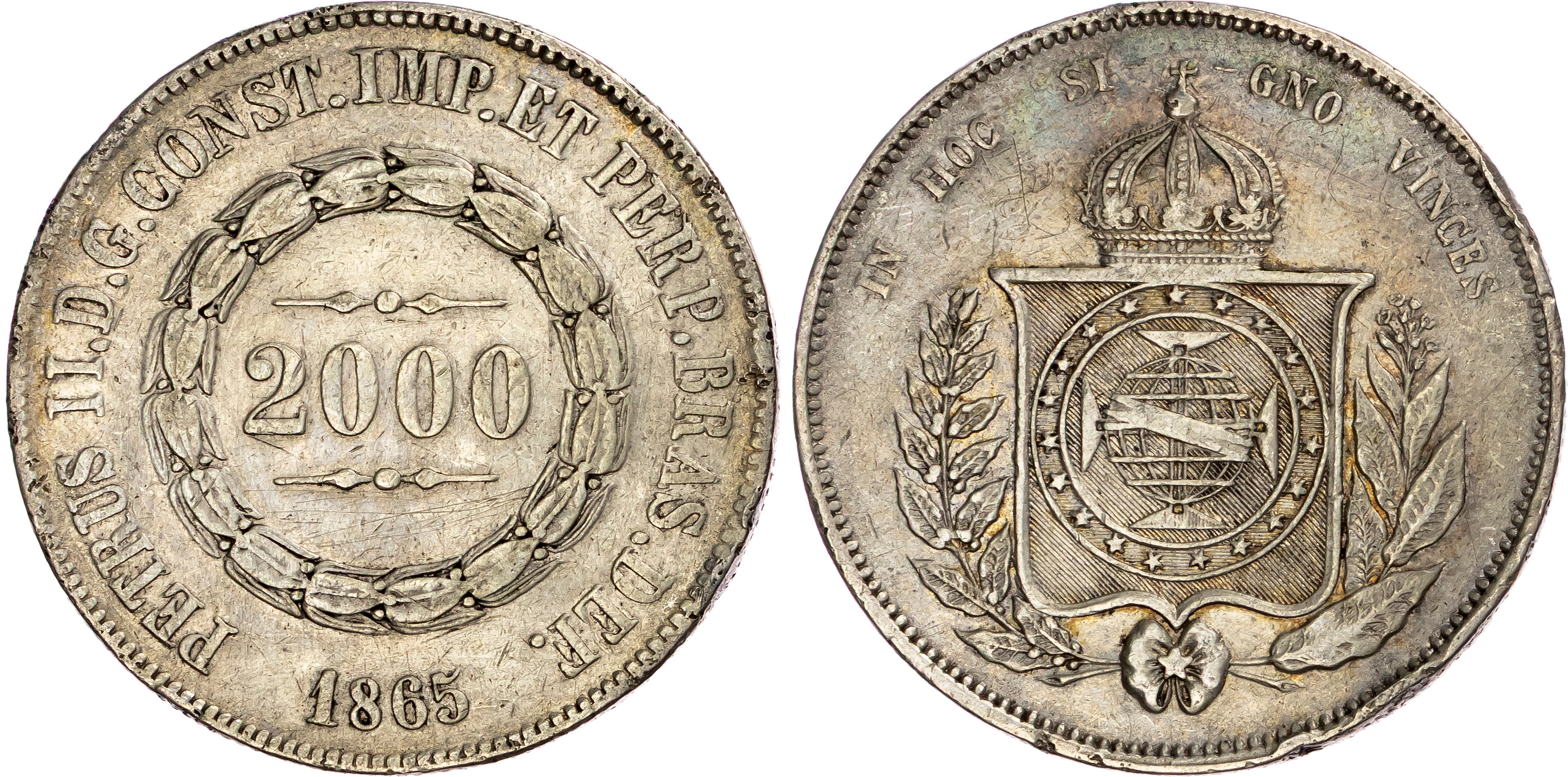 Brazil, Pedro II (1831-1889), silver 2000 Réis (2)
