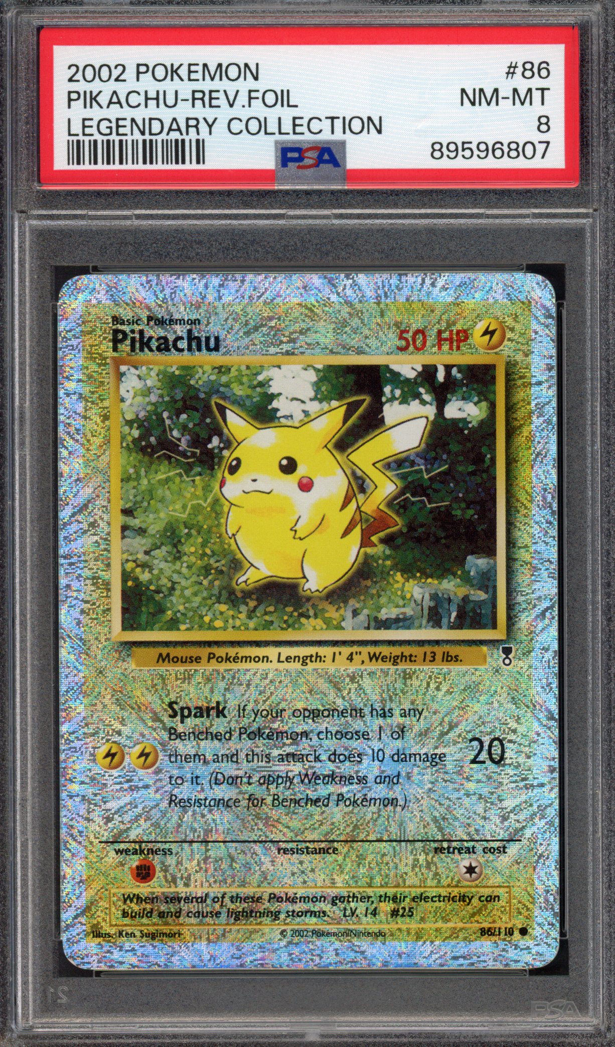 Pokémon TCG PSA 8 Pikachu 86 Reverse Foil, Legendary Collection