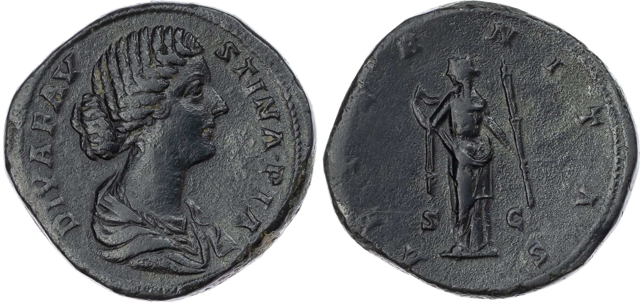 Diva Faustina Junior (Wife of Marcus Aurelius, d. AD 176) AE Sestertius, Rome, struck after AD 176, 30.43g. 