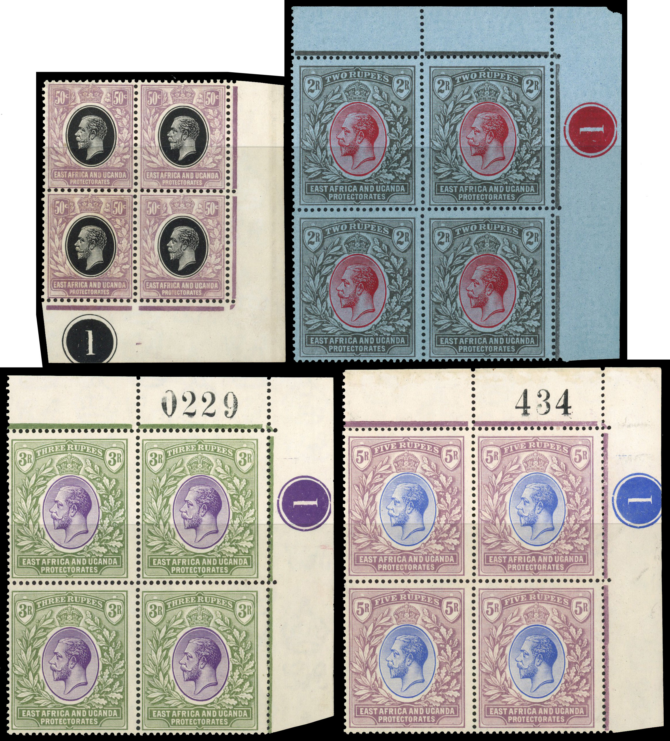 KUT 1921 set of 10 plate blocks