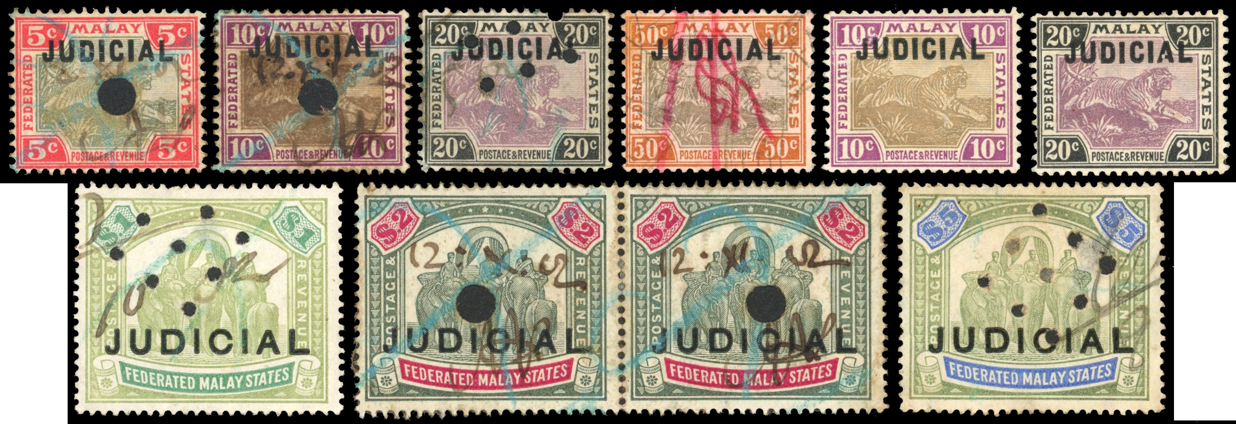 FMS Judicial 1901 De La Rue overprints group