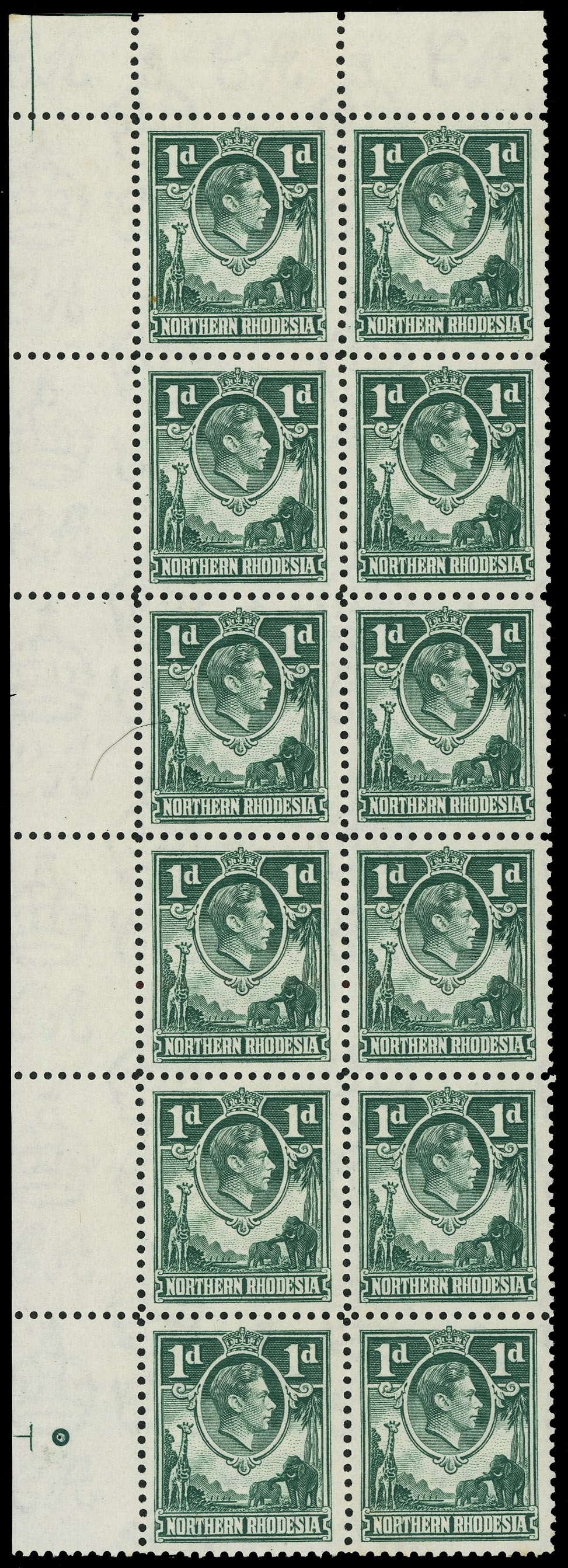 Northern Rhodesia SG 28a block mint