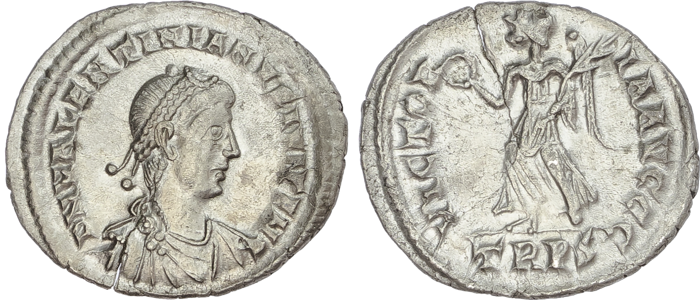 Valentinian II (AD 375-392) AR Siliqua, Trier, 2.00g.