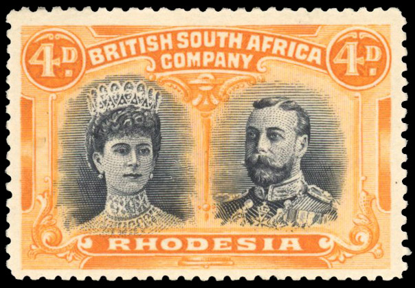 † 4d greenish black and orange SG 138 variant (i), position 45 mint