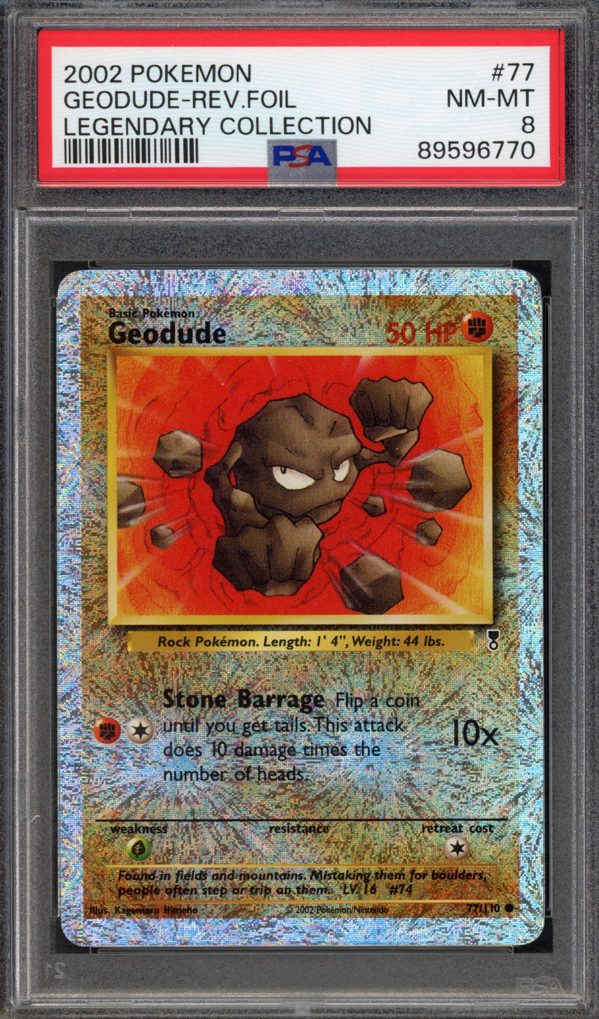 Pokémon TCG PSA 8 Geodude 77 Reverse Foil, Legendary Collection