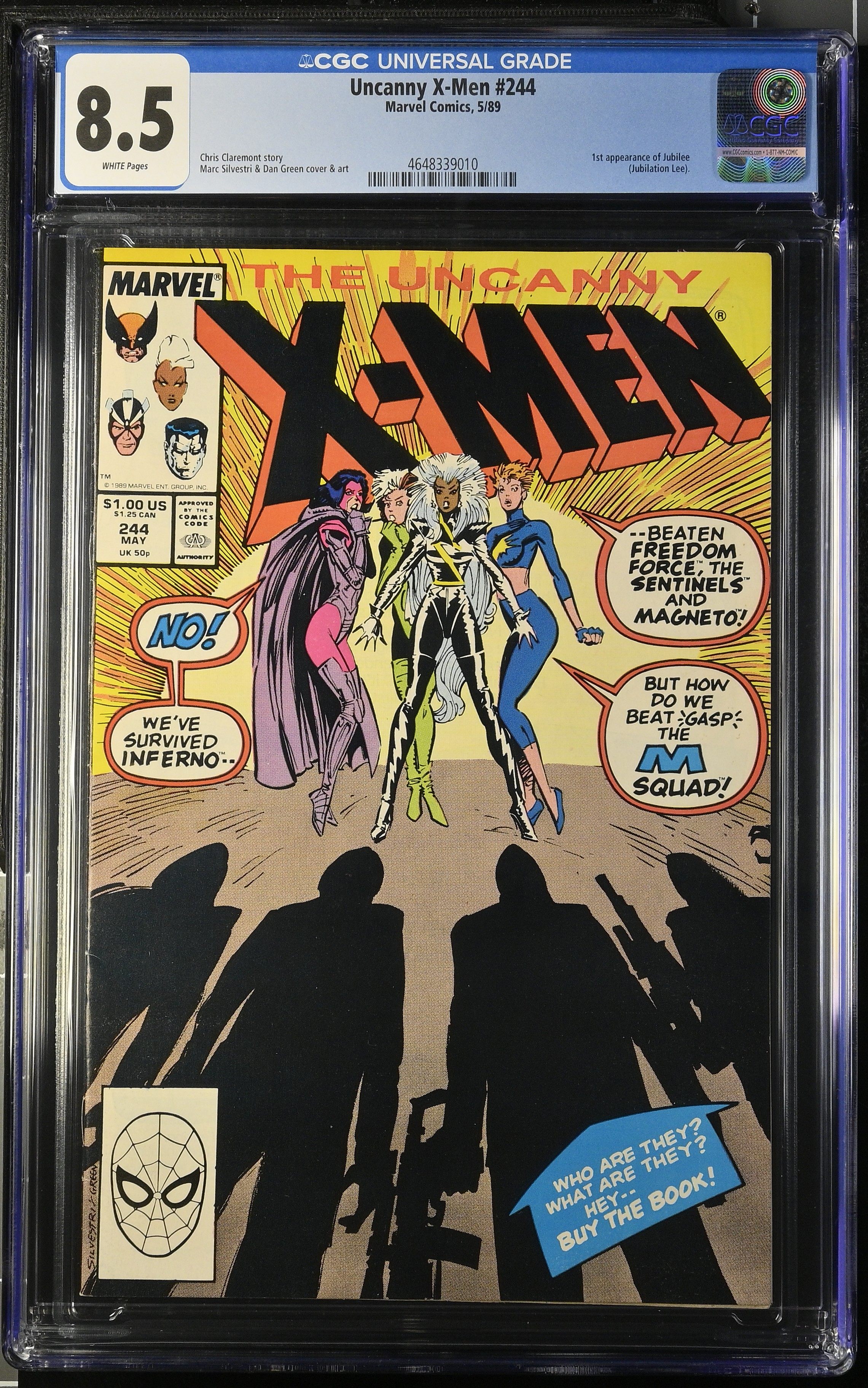 Uncanny X-Men #244 CGC 8.5 1st Appearance of Jubilee (Marvel Comics, 1989) White Pages