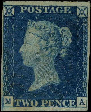 Great Britain 1840 2d blue Plate (MA)...