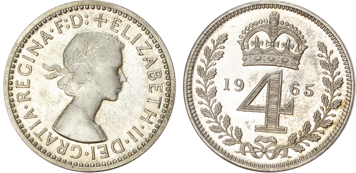 Elizabeth II (1952-2022) Maundy Set, 1965, Fourpence, Threepence, Twopence, Penny.