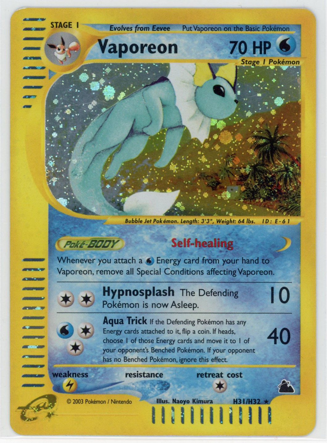 Vaporeon #H31 Holo - Skyridge (VLP)