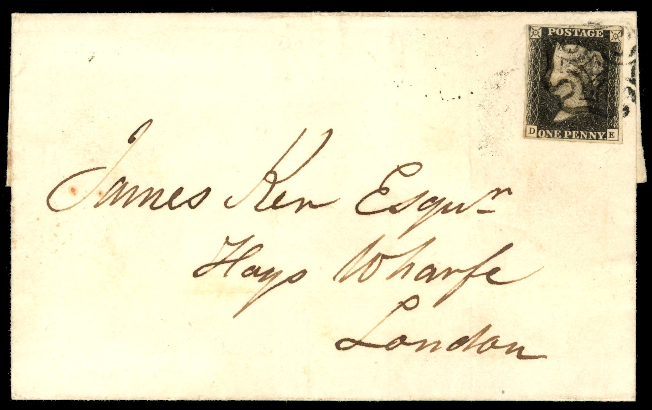GB 1840 1d black, Plate 10 (DE) on cover, Perth Maltese Cross