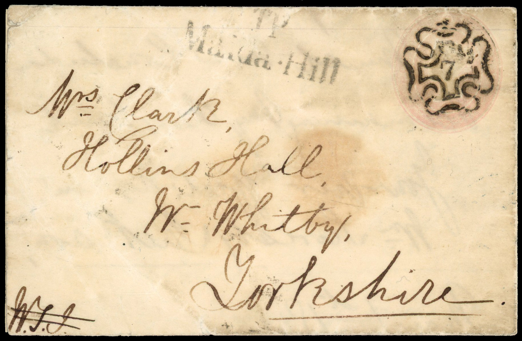 1841 1d Pink, Postal Stationary envelope