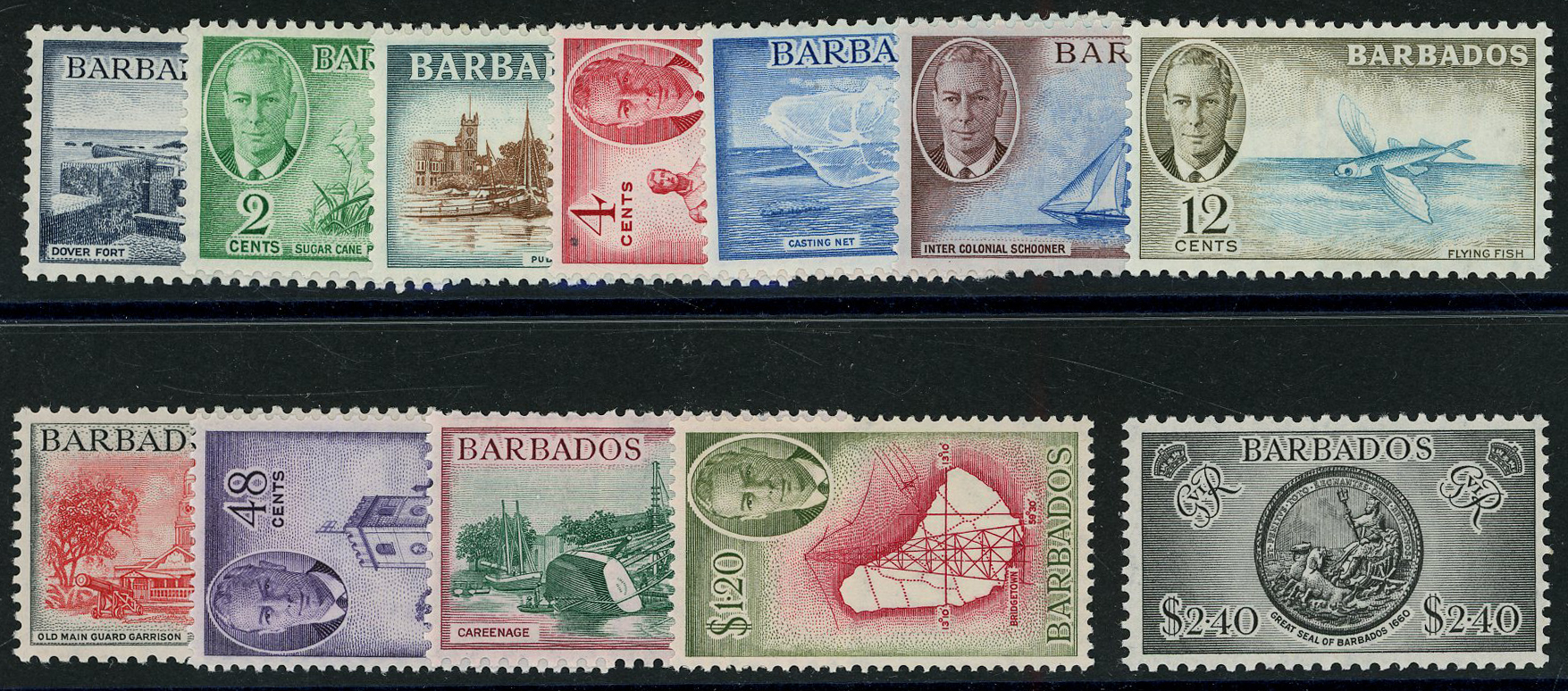 Barbados KG VI definitives...
